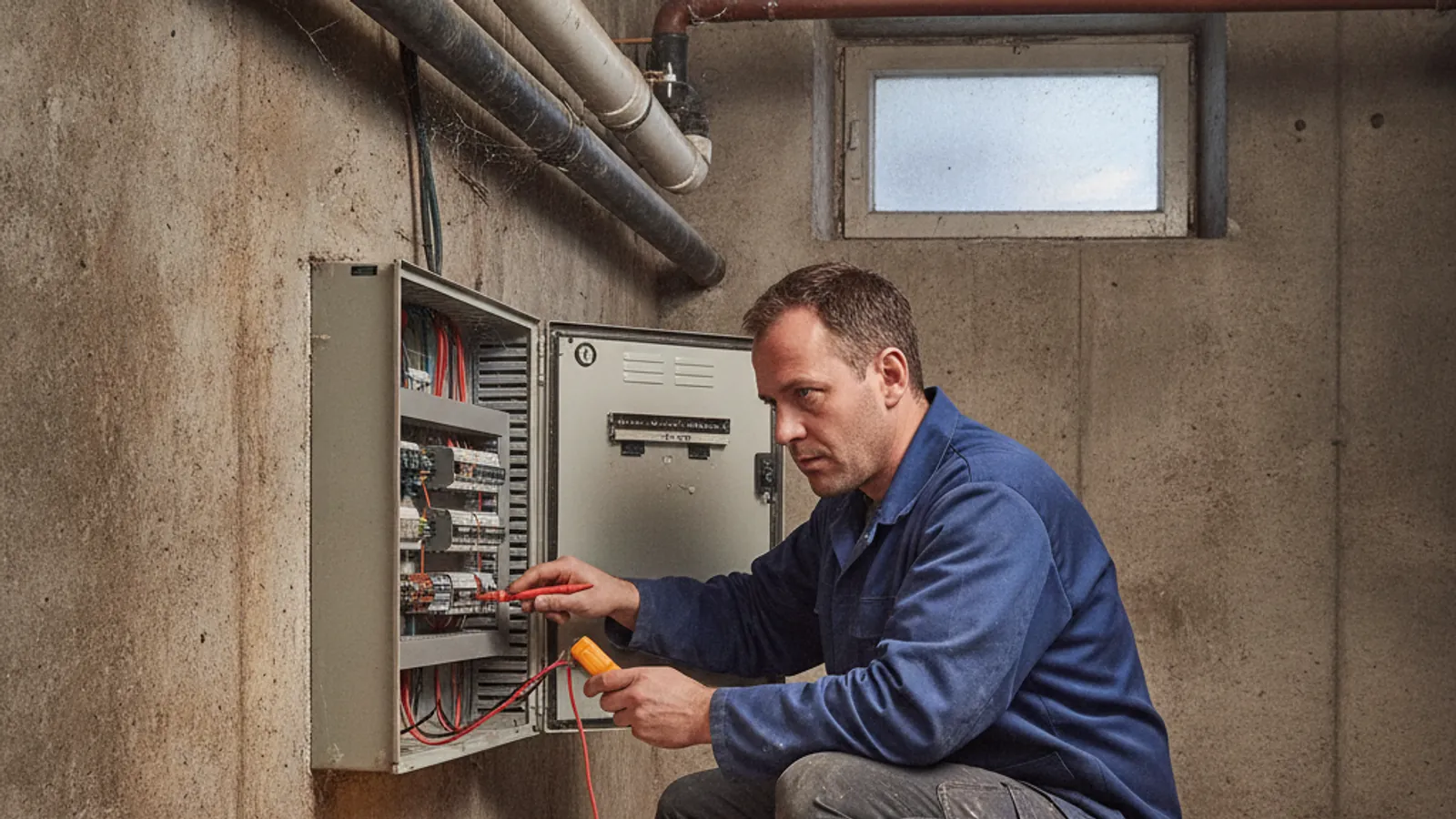Électricien de garde intervenant en urgence sur un tableau électrique à Lausanne